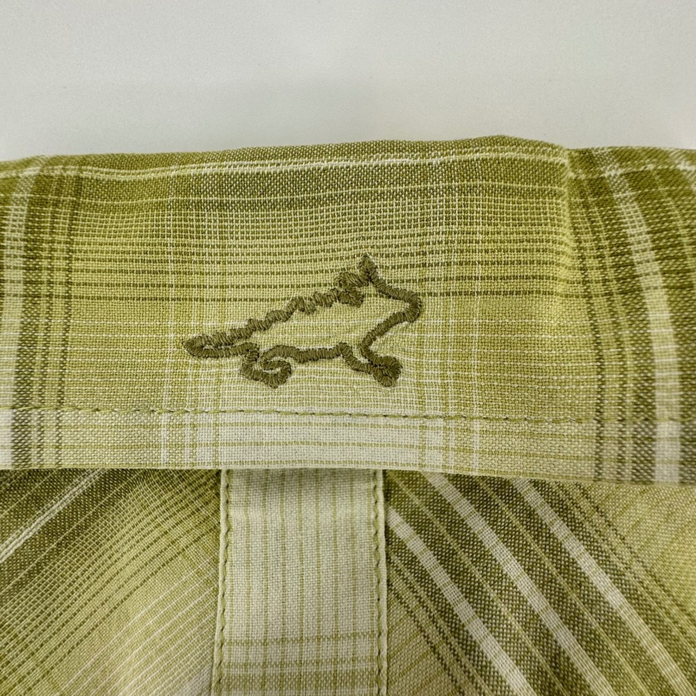 Horny Toad Mens Medium Organic Cotton Short Sleeve Plaid Button Up Shirt Green - Picture 8 of 10